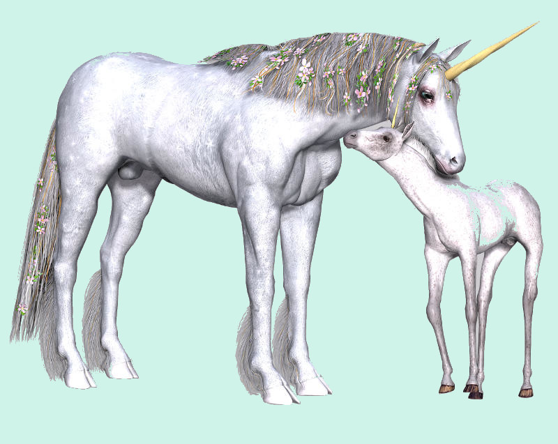 Un unicornio bebÃ© y su madre