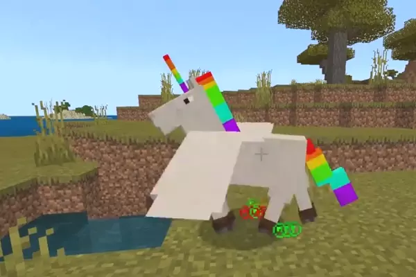 Un unicornio del videojuego Minecraft
